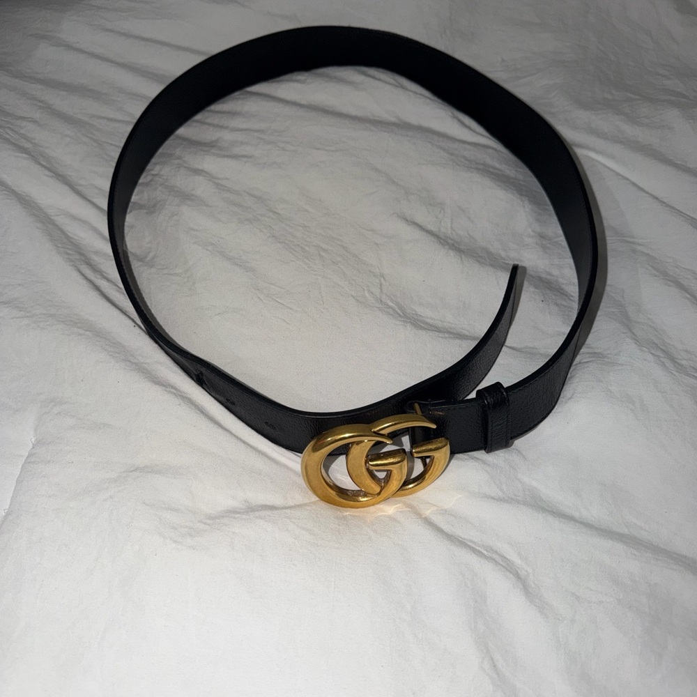 Gucci Black Belt with Gold GG Buckle